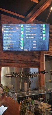 Beer menu on the big screen.