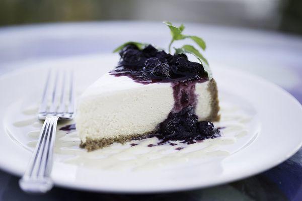 Maple Blueberry Cheesecake With Maple Graham Cracker Crust And A Blueberry Compote