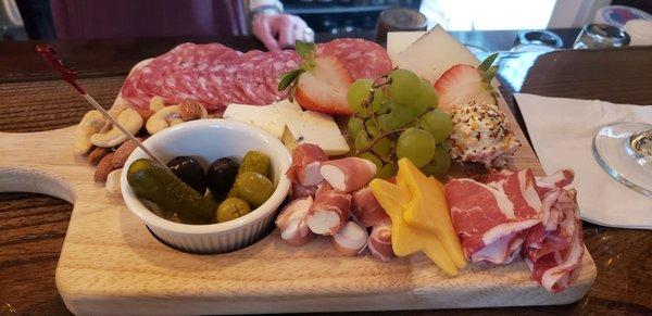 Delicious charcuterie. Crackers not pictured.