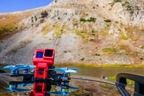 One of our many drone platforms, this one was custom-build for high speed following but can also dive down an avalanche chute at 75MPH!