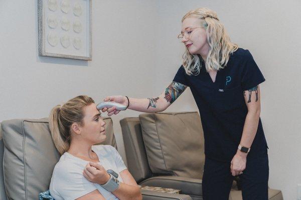 Our Registered Nurse takes a set of vitals each time before administering the IV infusion.