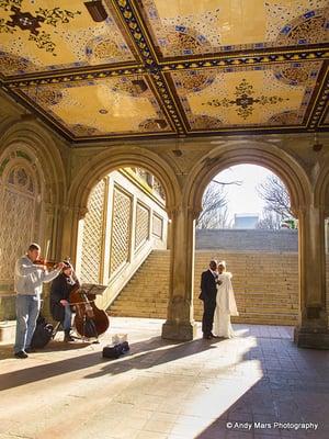 Bride Groom & Musicians - Central Park