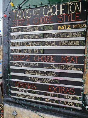 Menu for Tacos de Cacheton