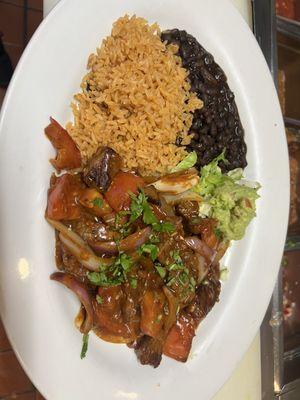 Steak ranchero with New York steak