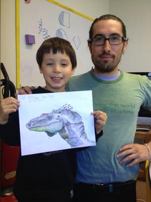 Ethan is progressing... Golly, 3 months of class, he is only 6 years old, and he created this amazing raptor along with a rap.