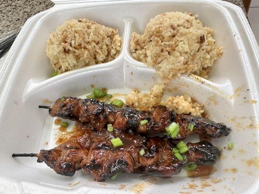 3. Grilled BBQ Pork Skewers Plate