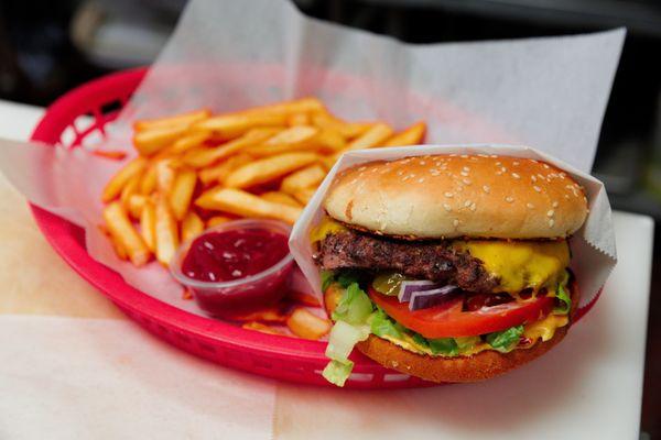 Cheese Burger and Fries