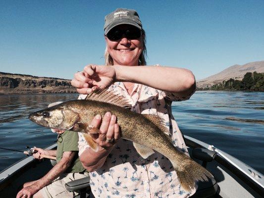 Sue's first walleye has some shoulders!