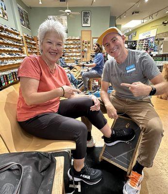 My wife and Jim, the owner of Fleet Foot in Menlo Park. My wife is now a happy camper, thank you.