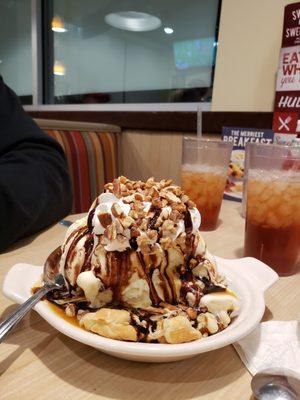 Caramel pecan waffle sundae