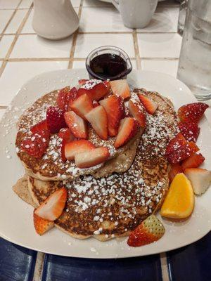 Whole wheat pancakes with strawberries