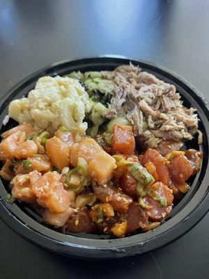 Poke Bowl with 2 sides and Kalua Pork