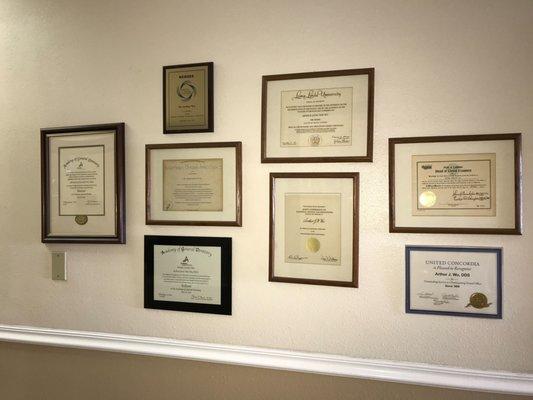 Dr.Wu license and certifications.