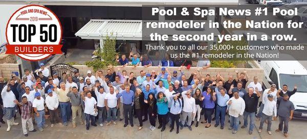 Our entire in house pool crew celebrating our 2019 Top 50 Builder Award!