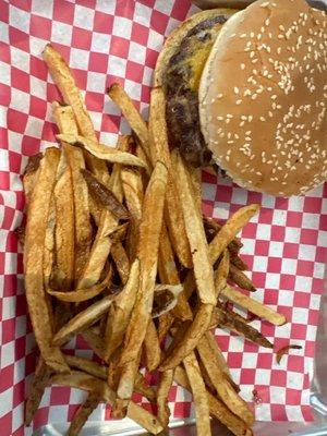 Cheeseburger and fries