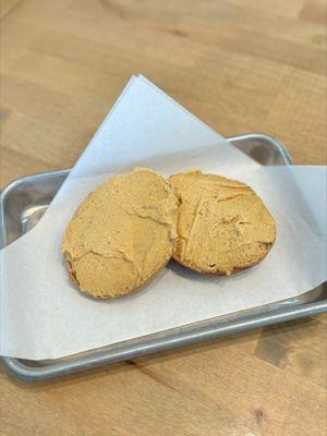 Toasted pumpkin bagel with our house made pumpkin cream cheese