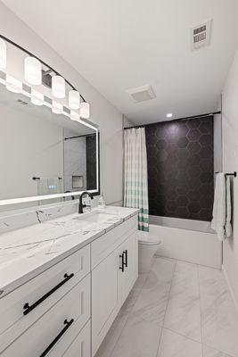 Guest Bathroom remodel, tub and vanity and cabinets