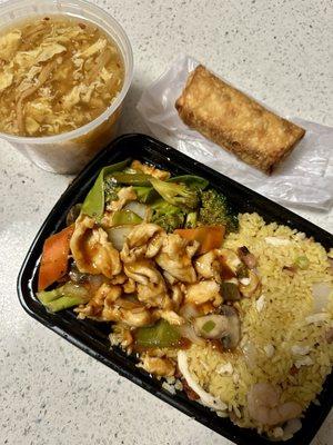 Szechuan Chicken Combo Platter + Hot and Sour Soup