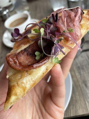 Duck sausage flatbread. Super tasty