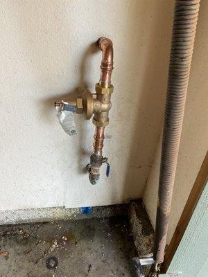 Newly installed 1" pressure regulating valve