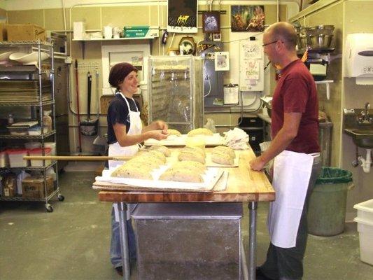 Owner and master baker, Scot and assistant bakery Leslie.