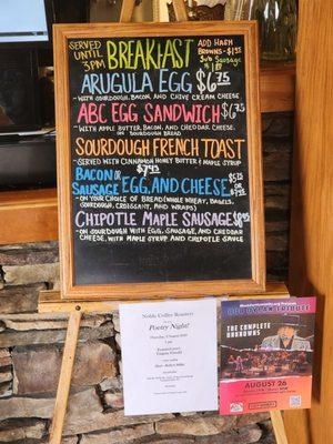 Breakfast menu