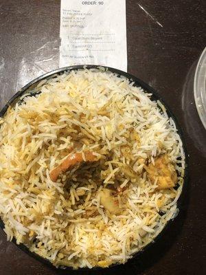 Vegetable biryani. But just that we ordered goat biryani. They don't have remorse for mistake. Rude and not even offer a replacement.