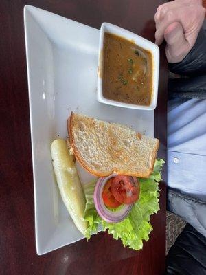 Half sandwhich and soup