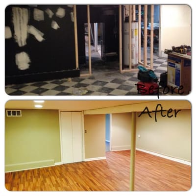 Refinished a basement. From start to finish. New walls floors and  fresh paint!!