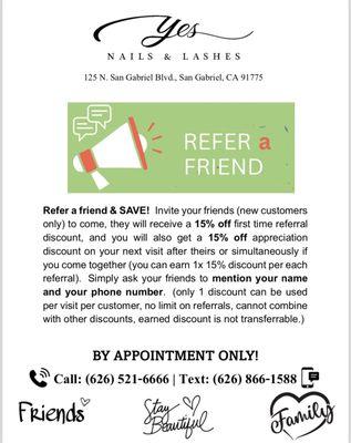 Refer a friend and both of you will $save$!