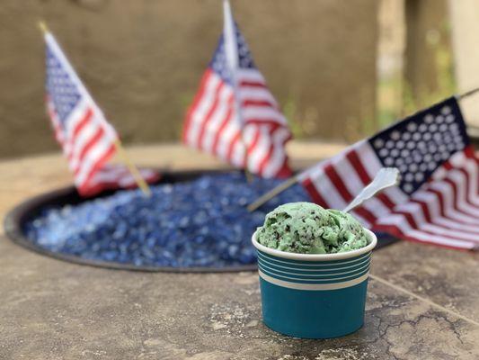 Double scoop - mint and chocolate brownie ice cream - that I was supposed to have after dinner but can't wait to dig in!