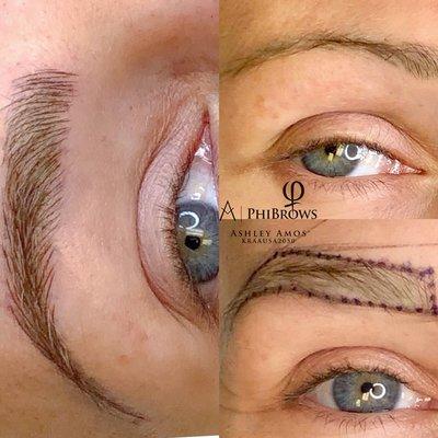 Before, mapping, & after microblading! Natural results!