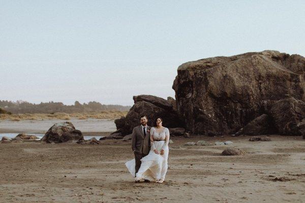 Moody beach wedding