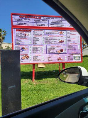 Drive through menu