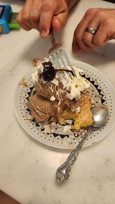 Sugarbot sundae- gooey butter cake, chocolate brownie ice cream (I think, it's been a few weeks) and puppy chow topping