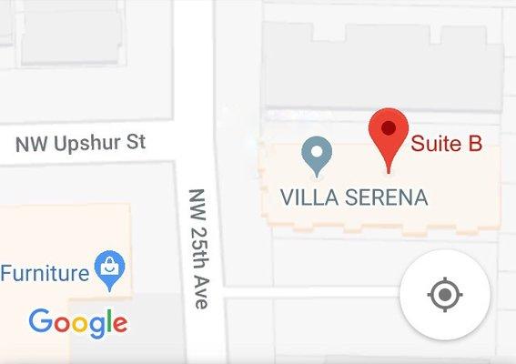 Aubergine Esthetics Studio is located in Suite B of Villa Serena Apartments & Offices, on NW 25th Ave- across the street from NW Upshur.