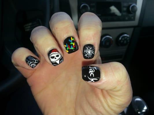 They did an amazing job on my Nightmare Before Christmas manicure.