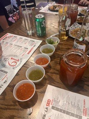 Variety of salsas