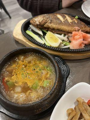 Yellow croaker combo set with soybean paste stew