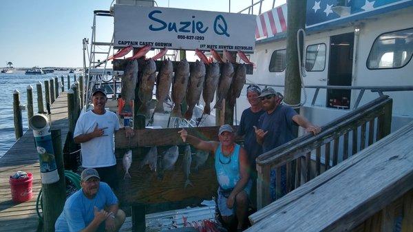 Just a day of fishing with friends, 10 Groupers and more.