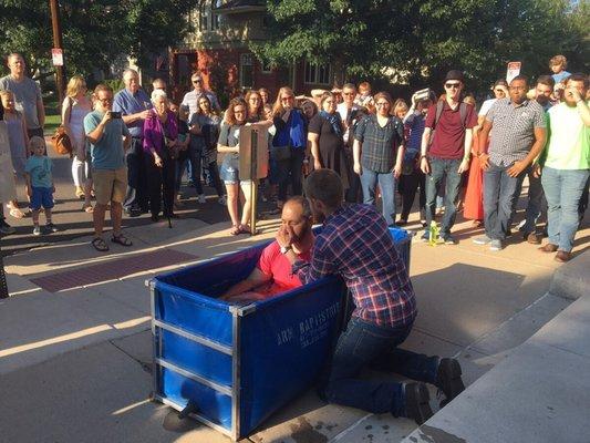 Baptism on the street corner