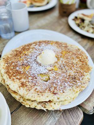 Mango coconut pancakes