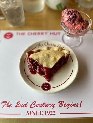 Cherry pie ala mode, cherry ice cream.