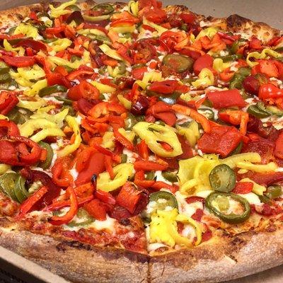 Anyone want pizza with their peppers? Bell peppers, roasted red peppers, jalapeño peppers, cherry peppers, banana peppers