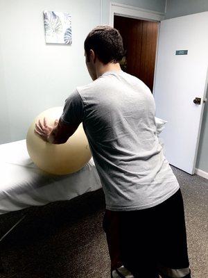 Having some fun in the clinic today while performing a few physioball exercises in order to improve shoulder stability.