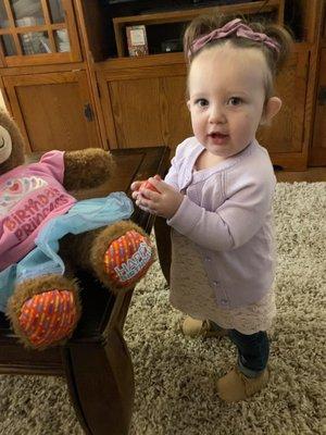 My baby and her birthday bear!