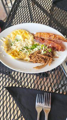 BRUNCH BOWL $9.00 CHEDDAR GRITS, TWO SUNNY SIDE UP EGGS, BACON, SCALLIONS, COTIJA CHEESE & BRISKET (My Choice)