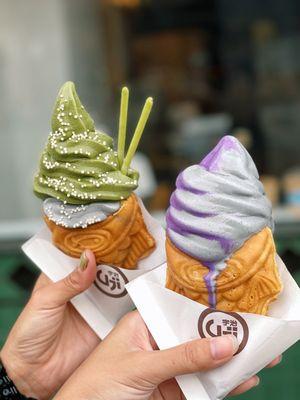 Matcha & black sesame // Ube & black sesame