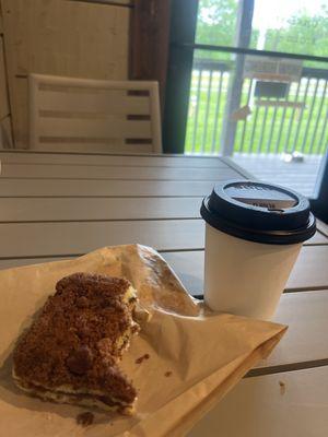 Cinnamon cake and espresso