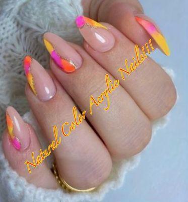 Natural Color Acrylic Nail And Designs.!!!